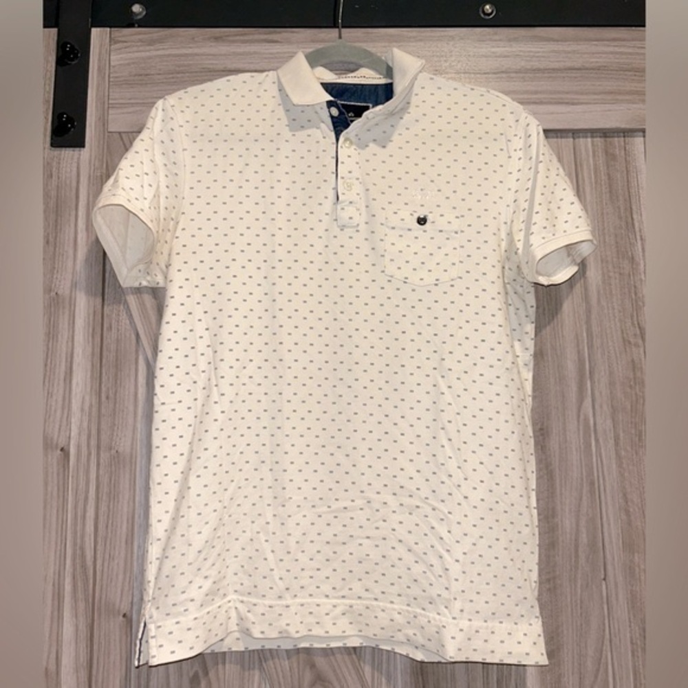 La Martina Blue Tag Polo Shirt Mens Medium White Short Sleeve Embroidered Logo